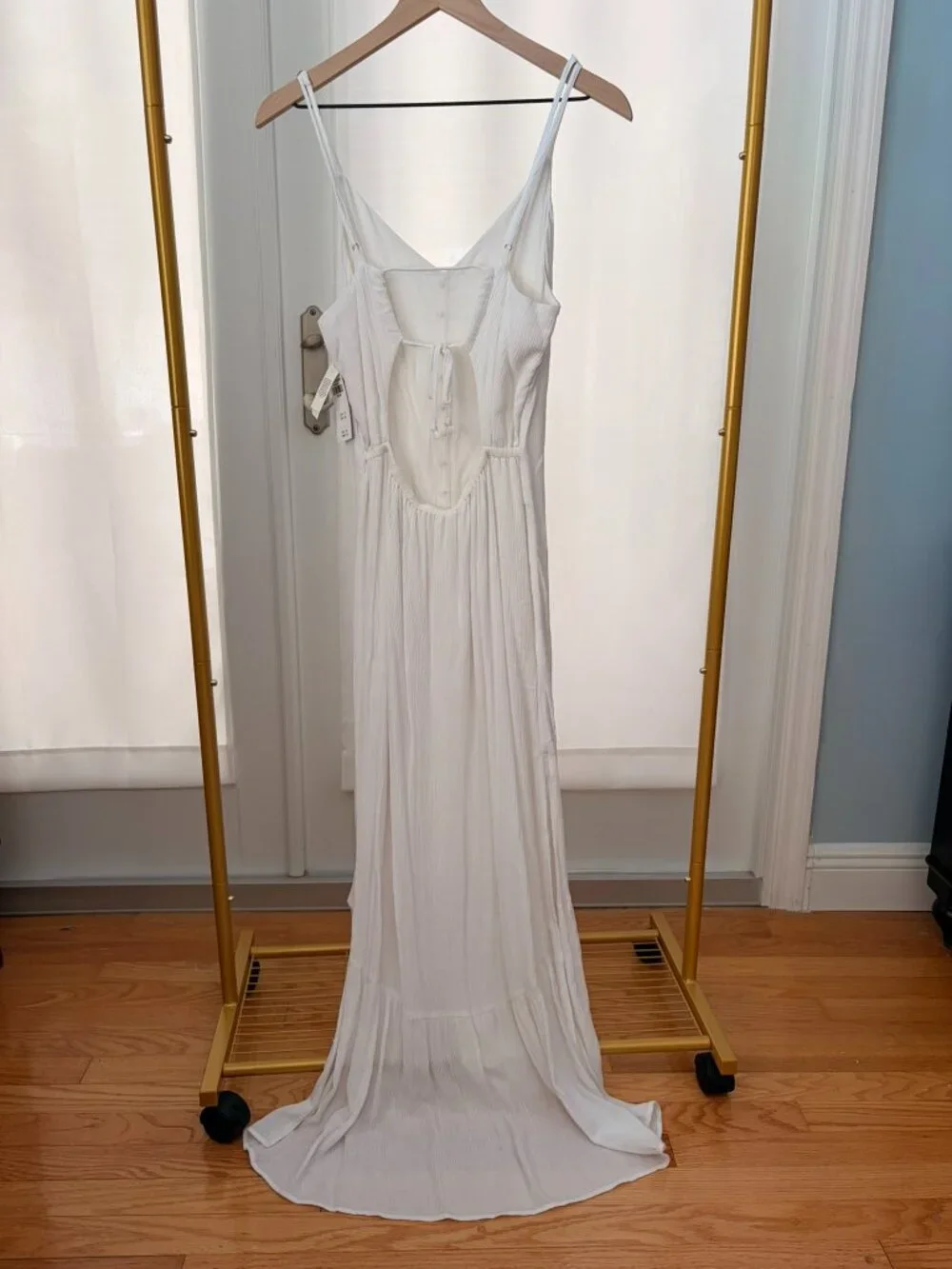 Abercrombie & Fitch White Button Front Cutout Maxi Dress NWT Medium